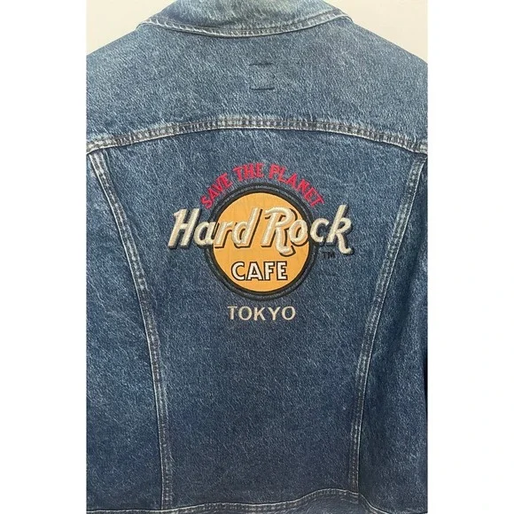 Vintage‎ Lee Denim Large Hard Rock Cafe Tokyo Jacket Embroidered Back 90's Vibes - Picture 3 of 10